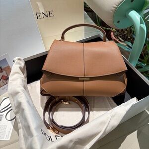 Polene Brown Leather Top-Handle Shoulder Bag